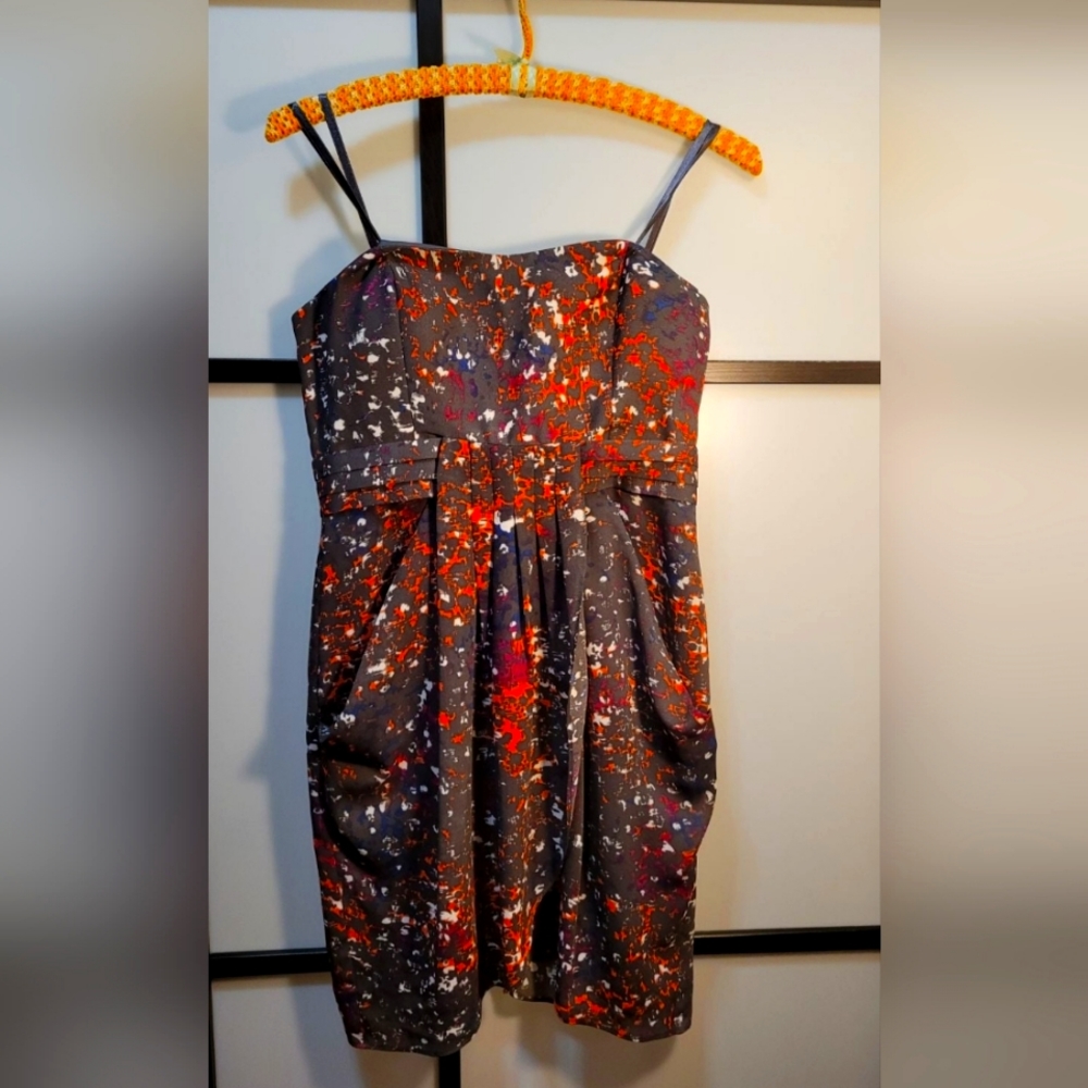 BCBG GENERATION STRAPLESS MINI PRINT DRESS